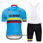 2019 Maillot Ciclismo La colombie Bleu Manches Courtes et Cuissard